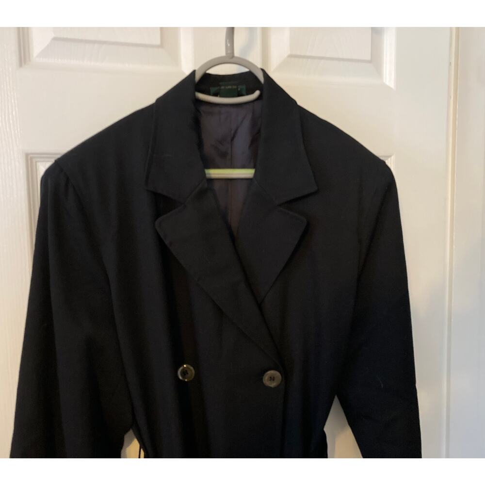 J Crew women's vintage black lightweight wool classic trench coat, size 12 - Picture 7 of 12
